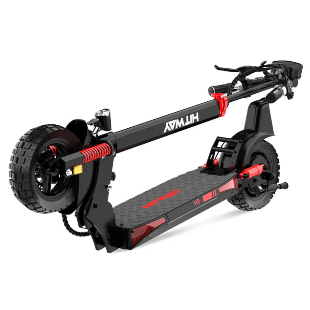 Black and red electric scooter with 'HITWAY' branding on a white background